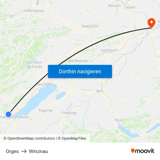 Orges to Winznau map