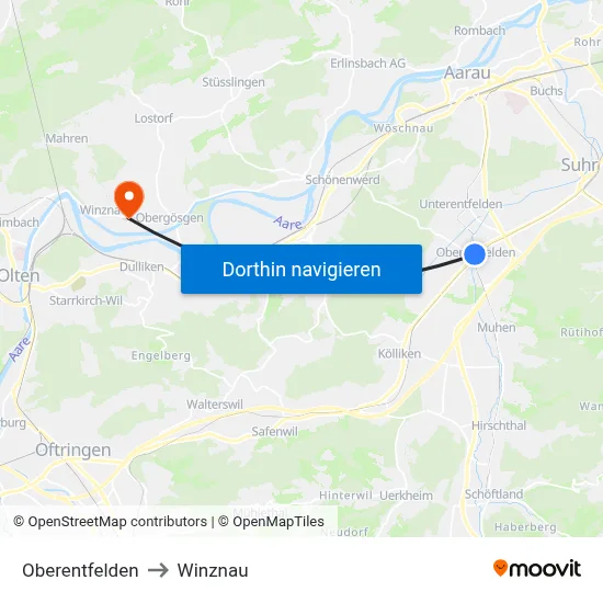Oberentfelden to Winznau map