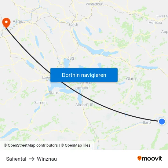 Safiental to Winznau map