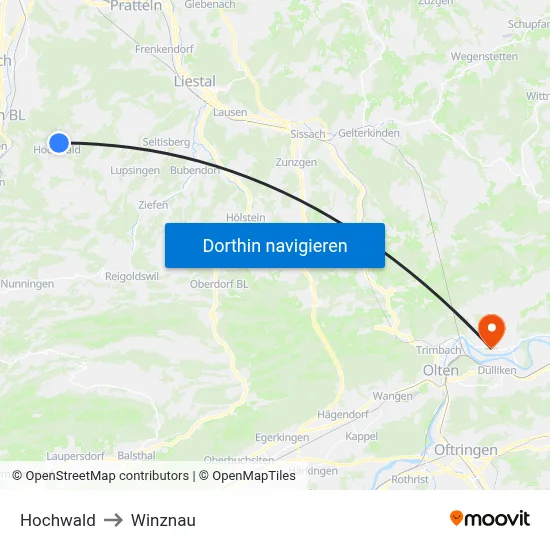 Hochwald to Winznau map