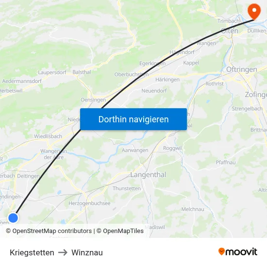 Kriegstetten to Winznau map