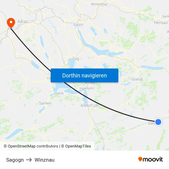 Sagogn to Winznau map