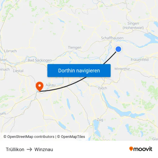 Trüllikon to Winznau map