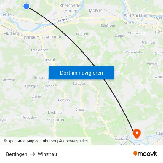 Bettingen to Winznau map