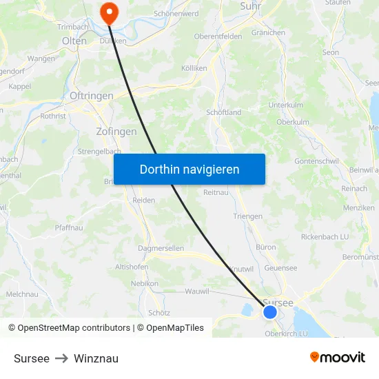 Sursee to Winznau map
