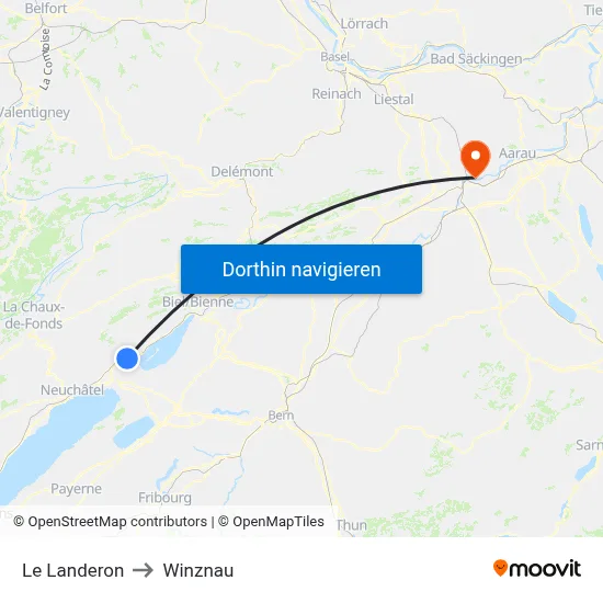 Le Landeron to Winznau map