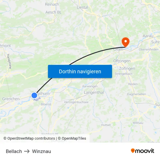 Bellach to Winznau map