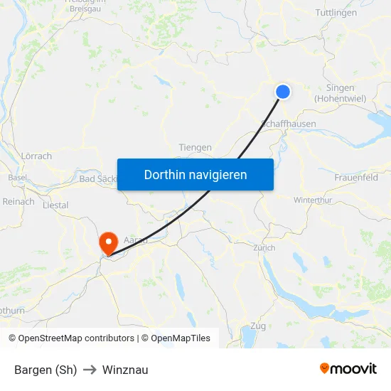 Bargen (Sh) to Winznau map