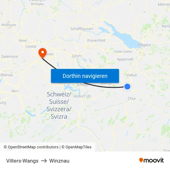 Vilters-Wangs to Winznau map