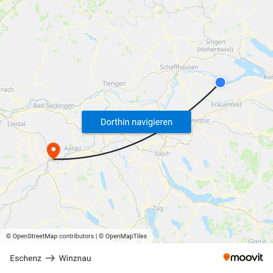 Eschenz to Winznau map