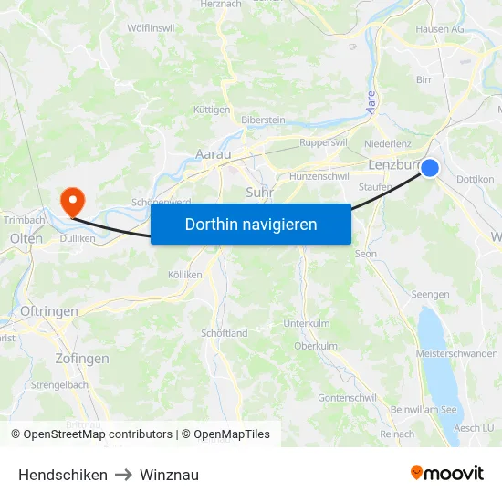 Hendschiken to Winznau map