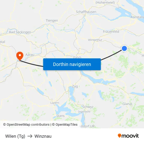 Wilen (Tg) to Winznau map