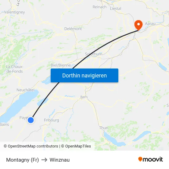 Montagny (Fr) to Winznau map