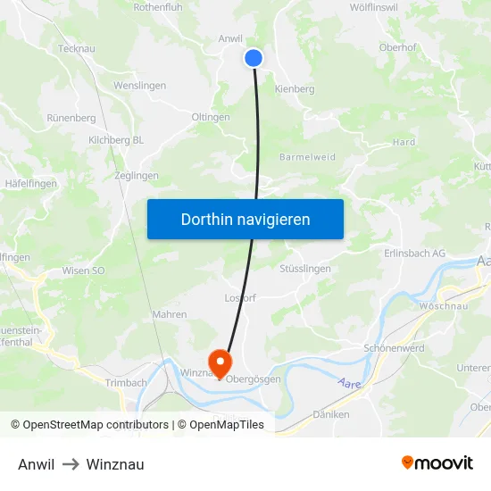 Anwil to Winznau map