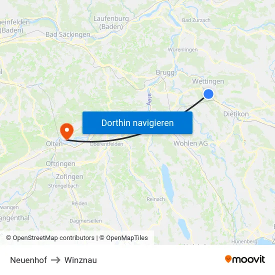 Neuenhof to Winznau map