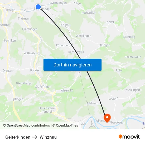 Gelterkinden to Winznau map