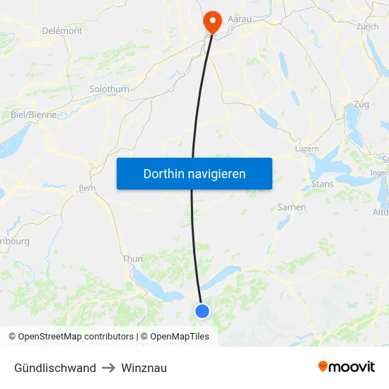 Gündlischwand to Winznau map
