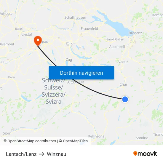Lantsch/Lenz to Winznau map