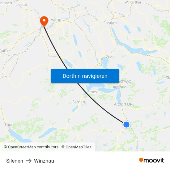 Silenen to Winznau map