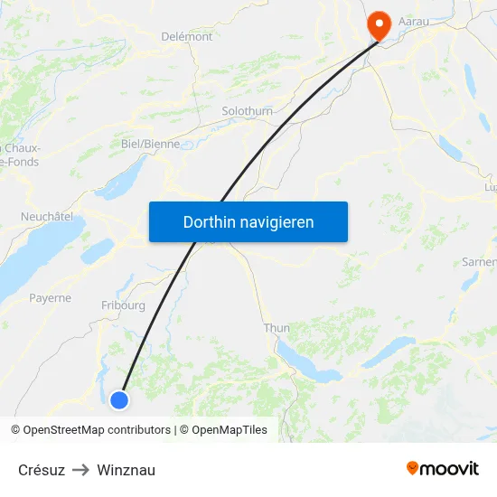 Crésuz to Winznau map