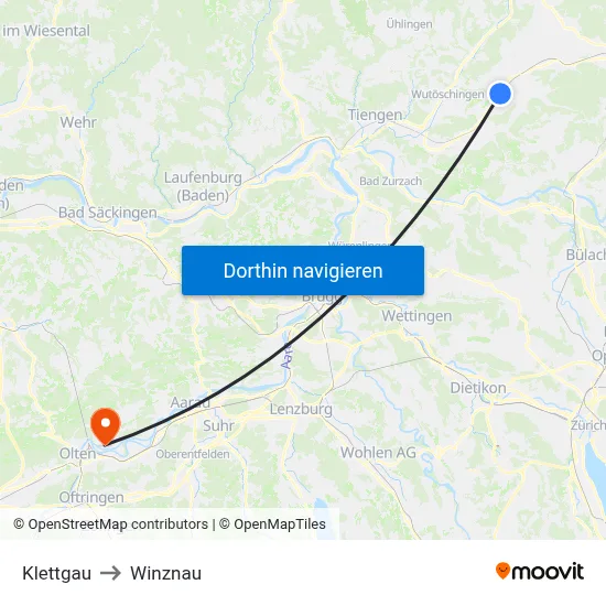 Klettgau to Winznau map
