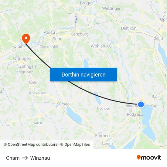 Cham to Winznau map