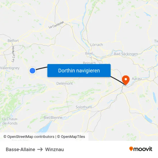 Basse-Allaine to Winznau map