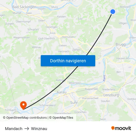 Mandach to Winznau map