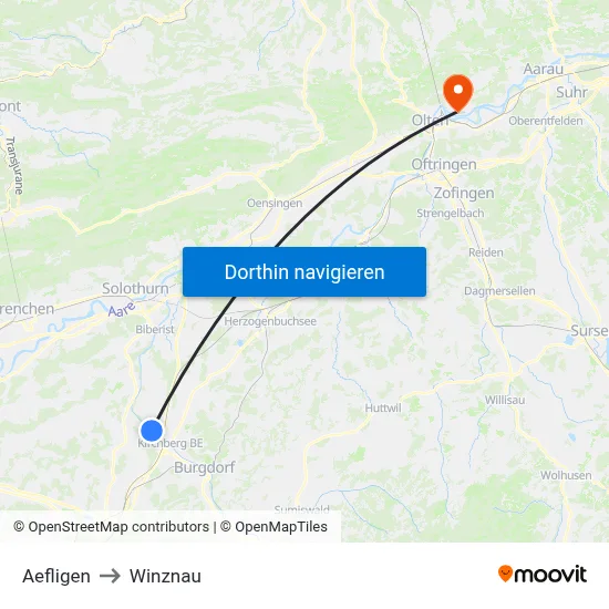 Aefligen to Winznau map