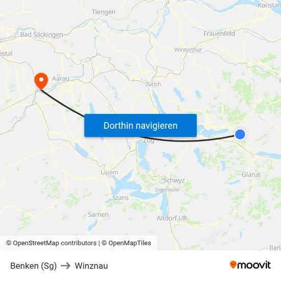 Benken (Sg) to Winznau map