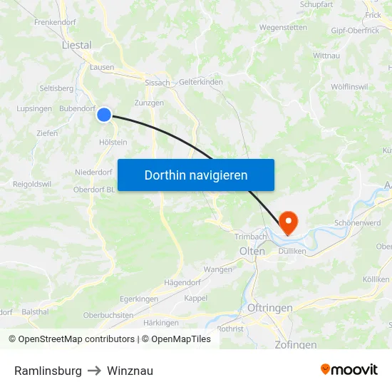 Ramlinsburg to Winznau map