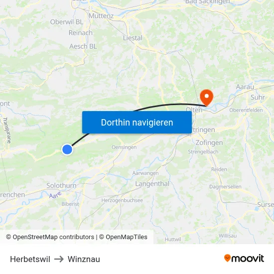 Herbetswil to Winznau map