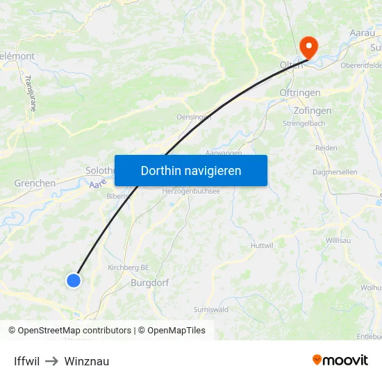 Iffwil to Winznau map
