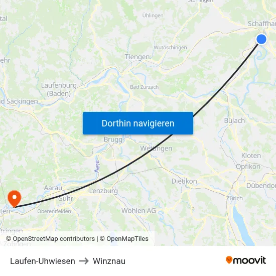 Laufen-Uhwiesen to Winznau map