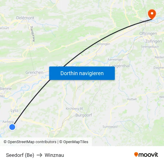 Seedorf (Be) to Winznau map