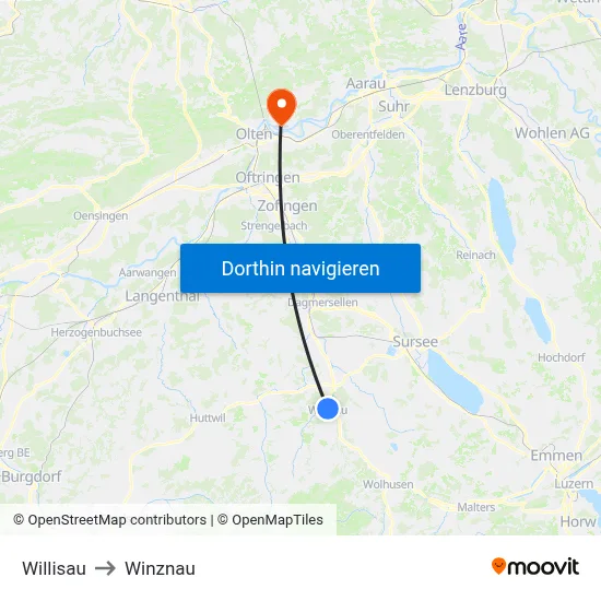 Willisau to Winznau map