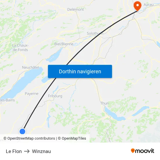 Le Flon to Winznau map