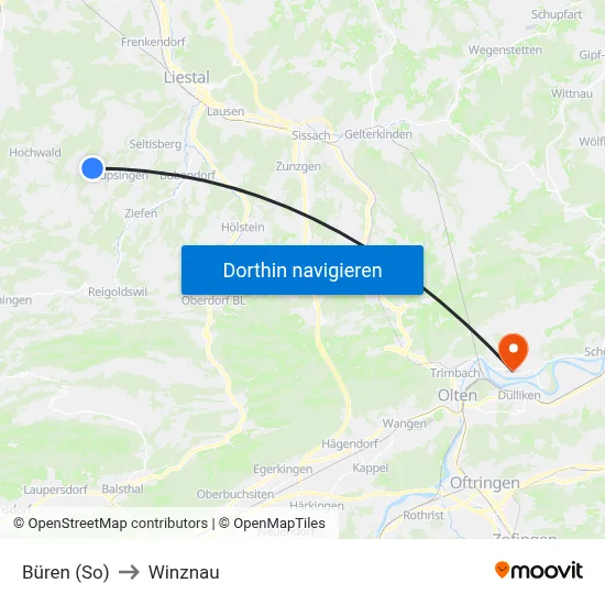 Büren (So) to Winznau map