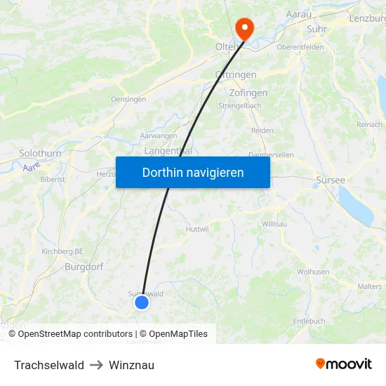 Trachselwald to Winznau map