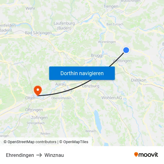 Ehrendingen to Winznau map