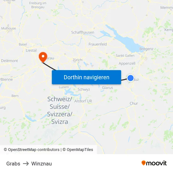 Grabs to Winznau map