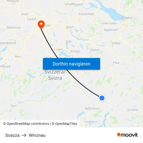 Soazza to Winznau map