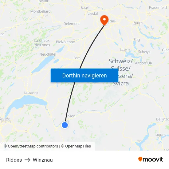 Riddes to Winznau map