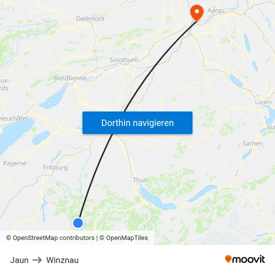 Jaun to Winznau map