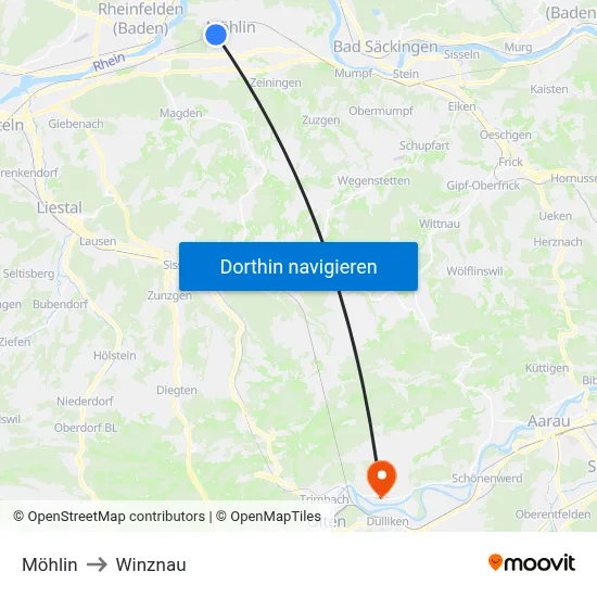 Möhlin to Winznau map