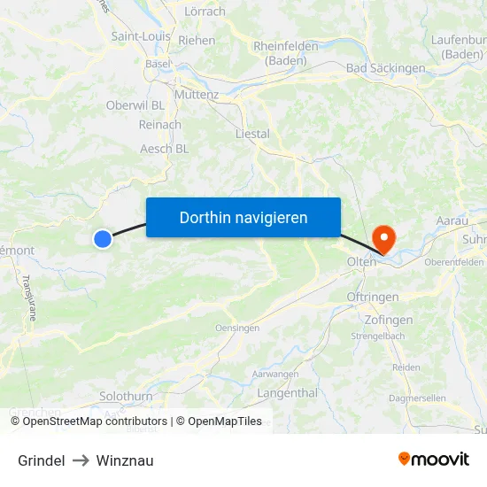 Grindel to Winznau map
