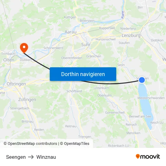 Seengen to Winznau map
