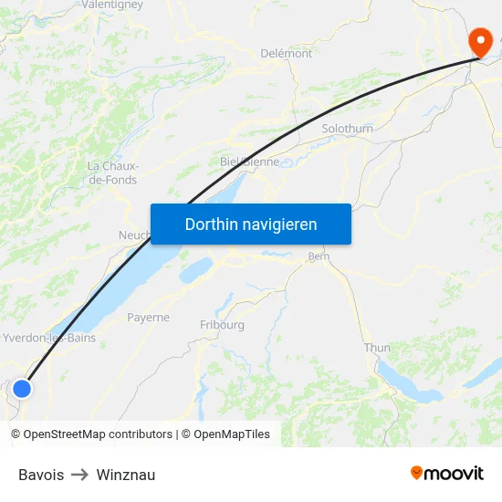 Bavois to Winznau map
