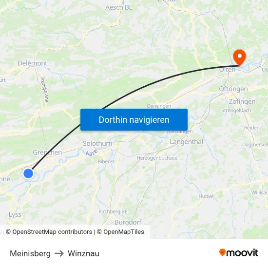 Meinisberg to Winznau map