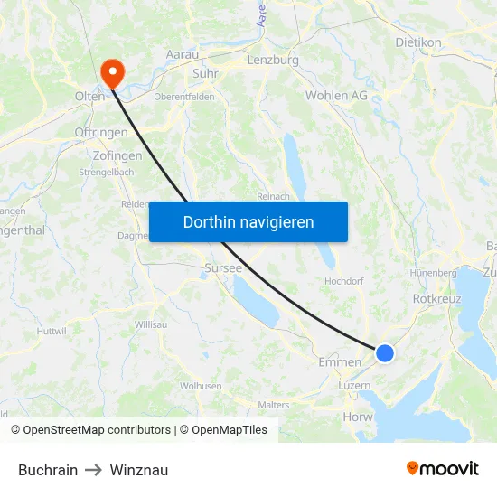 Buchrain to Winznau map